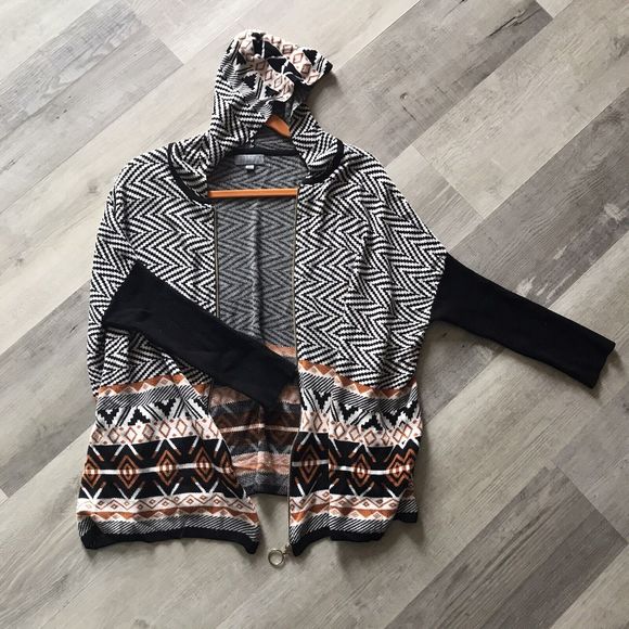 Joseph A. Dolman Sleeve Zipper Cardigan Sweater with Hood Sz Medium Fall - Picture 1 of 5